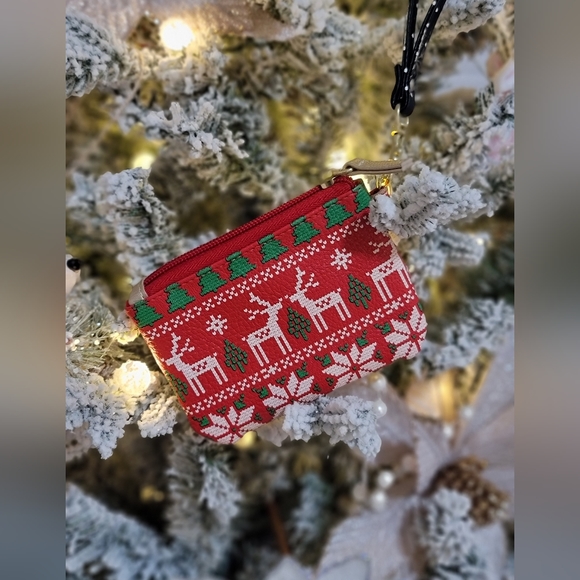 Handbags - Super cute Coin Purse deere and snowflake. Red/Green 3 & half in W & 4 & half L